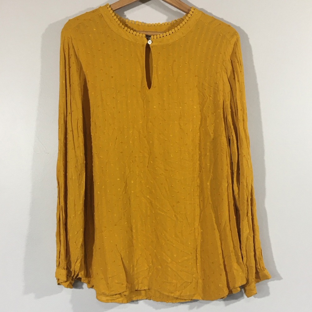Loft Swiss Dot Keyhole Popover Blouse